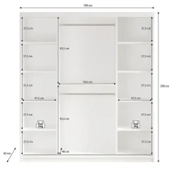 Meubella - Kledingkast Mandalin - Zwart - 180 cm - Met spiegel