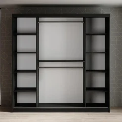 Meubella - Kledingkast Mandalin - Zwart - 200 cm