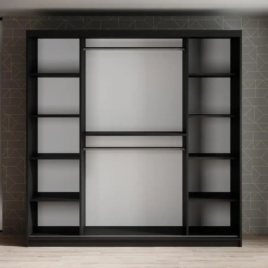 Meubella - Kledingkast Mandalin - Zwart - 200 cm