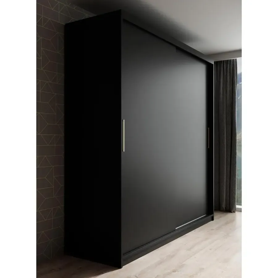 Meubella - Kledingkast Mandalin - Zwart - 200 cm