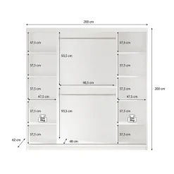 Meubella - Kledingkast Mandalin - Zwart - 200 cm