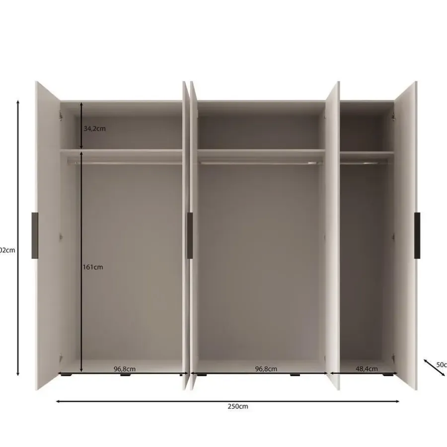 Meubella - Kledingkast Marquesa - Zwart - 250 cm