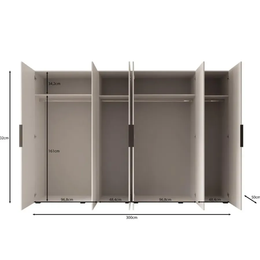 Draaideurkasten-Meubella - Kledingkast Marquesa - Beige - 300 cm