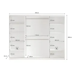 Meubella - Kledingkast Marmer 2 - Wit - 250 cm - Met spiegel