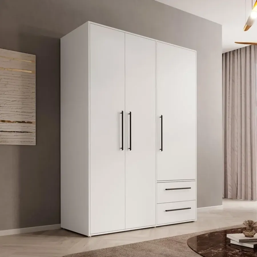 Kledingkasten|Kledingkasten-Meubella - Kledingkast Mayen - Wit - 145 cm
