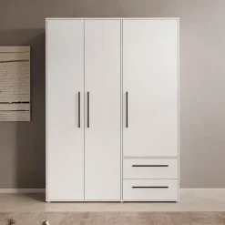 Kledingkasten|Kledingkasten-Meubella - Kledingkast Mayen - Wit - 145 cm
