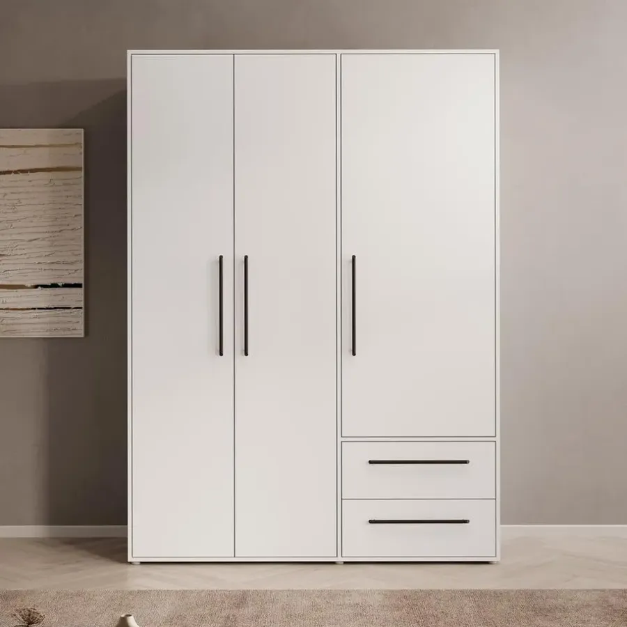 Kledingkasten|Kledingkasten-Meubella - Kledingkast Mayen - Wit - 145 cm
