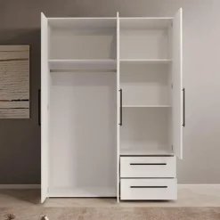 Kledingkasten|Kledingkasten-Meubella - Kledingkast Mayen - Wit - 145 cm