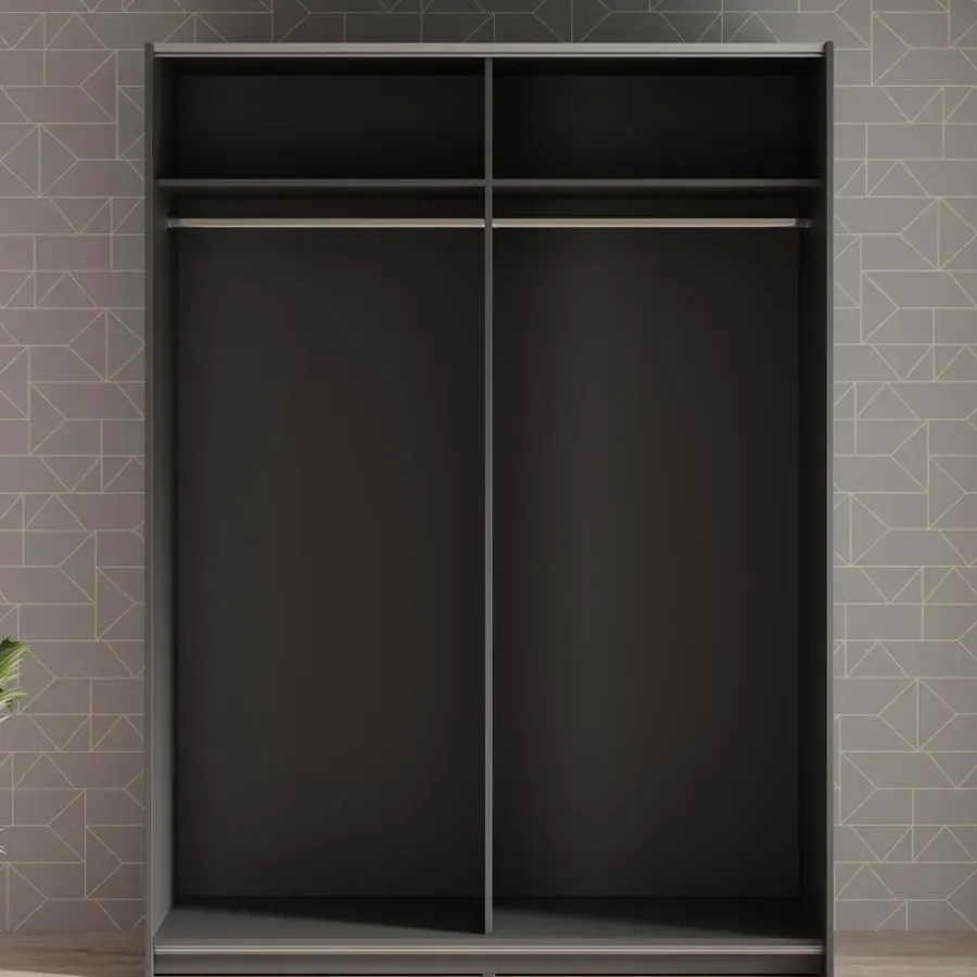 Schuifdeurkasten-Meubella - Kledingkast Mendoza - Antraciet - 150 cm