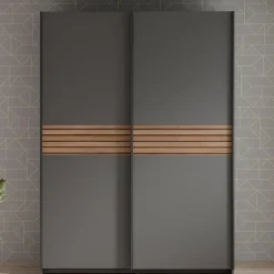 Schuifdeurkasten-Meubella - Kledingkast Mendoza - Antraciet - 150 cm