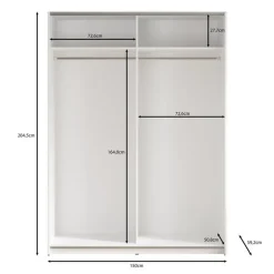 Schuifdeurkasten-Meubella - Kledingkast Mendoza - Antraciet - 150 cm