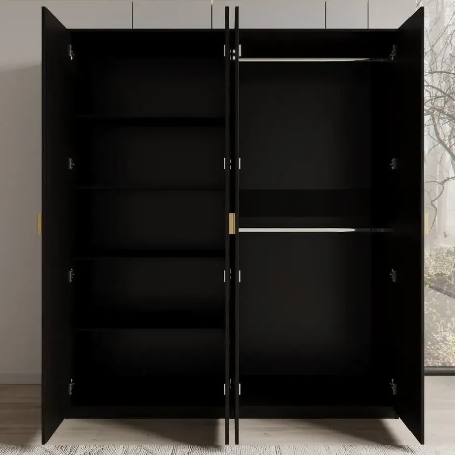 Meubella - Kledingkast Monor - Zwart eiken - 180 cm