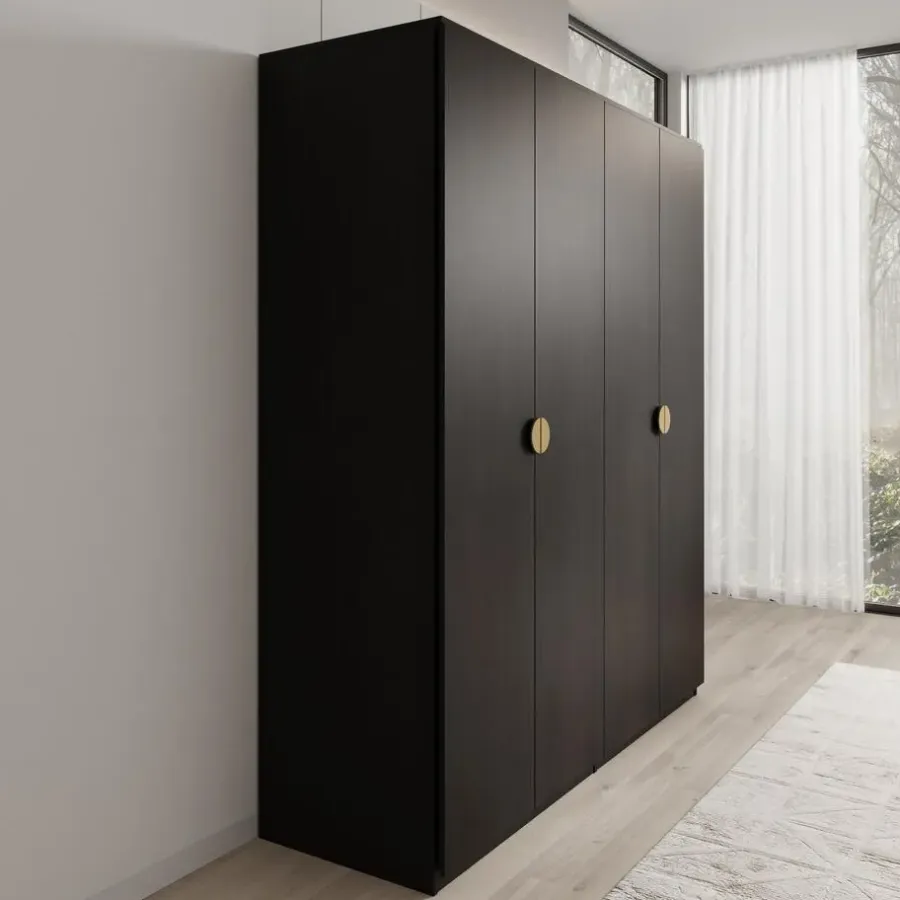 Meubella - Kledingkast Monor - Zwart eiken - 180 cm