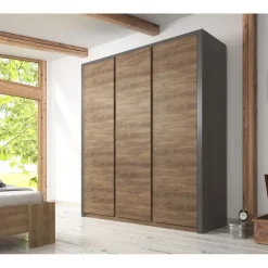 Meubella - Kledingkast Monaco - Eiken - Grijs - 166 cm