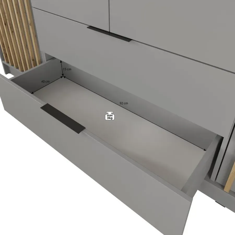Draaideurkasten-Meubella - Kledingkast Nairobi - Antraciet - Eiken - 206 cm