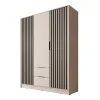 Meubella - Kledingkast Nairobi - Beige - Zwart - 155 cm