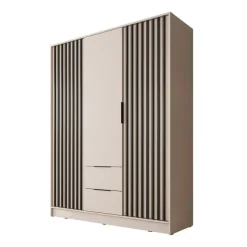 Meubella - Kledingkast Nairobi - Beige - Zwart - 155 cm
