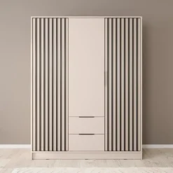 Meubella - Kledingkast Nairobi - Beige - Zwart - 155 cm