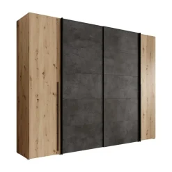 Draaideurkasten-Meubella - Kledingkast Nassau - Eiken - Grijs - 270 cm