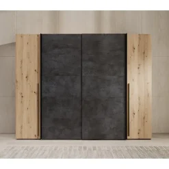 Draaideurkasten-Meubella - Kledingkast Nassau - Eiken - Grijs - 270 cm