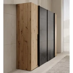 Draaideurkasten-Meubella - Kledingkast Nassau - Eiken - Grijs - 270 cm