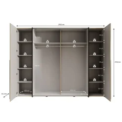 Draaideurkasten-Meubella - Kledingkast Nassau - Eiken - Grijs - 270 cm