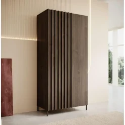 Kledingkasten|Kledingkasten-Meubella - Kledingkast Paz - Donkerbruin eiken - 92 cm