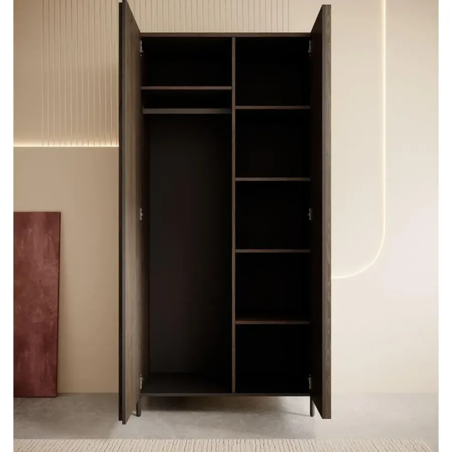 Kledingkasten|Kledingkasten-Meubella - Kledingkast Paz - Donkerbruin eiken - 92 cm