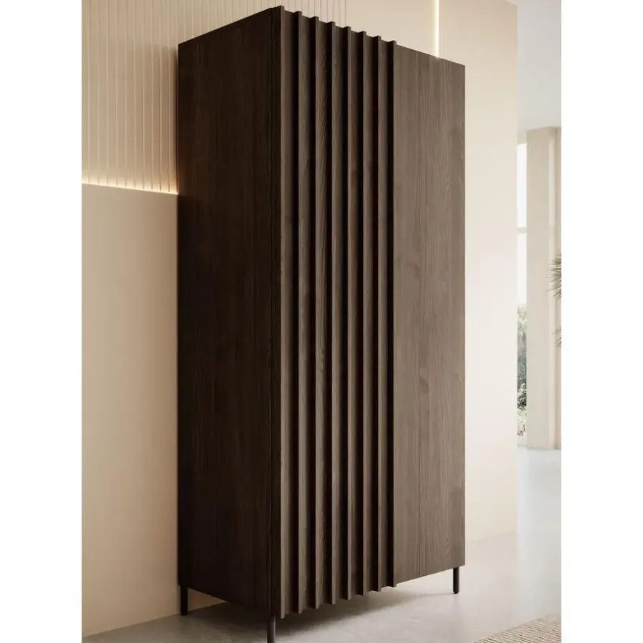 Kledingkasten|Kledingkasten-Meubella - Kledingkast Paz - Donkerbruin eiken - 92 cm