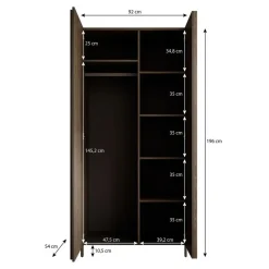 Kledingkasten|Kledingkasten-Meubella - Kledingkast Paz - Donkerbruin eiken - 92 cm