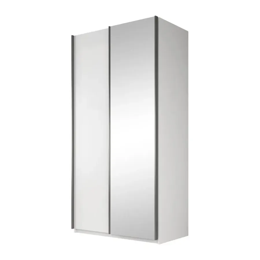 Meubella - Kledingkast Rocky - Wit - 100 cm - Met spiegel