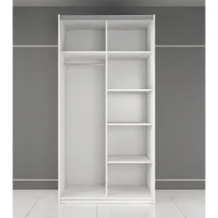 Meubella - Kledingkast Rocky - Wit - 100 cm - Met spiegel