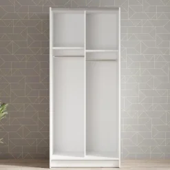 Schuifdeurkasten-Meubella - Kledingkast Salta - Wit - 80 cm - Met spiegel