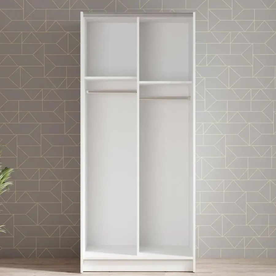 Schuifdeurkasten-Meubella - Kledingkast Salta - Wit - 80 cm - Met spiegel