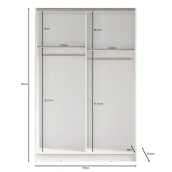Meubella - Kledingkast Salta - Zwart - 120 cm - Met spiegel
