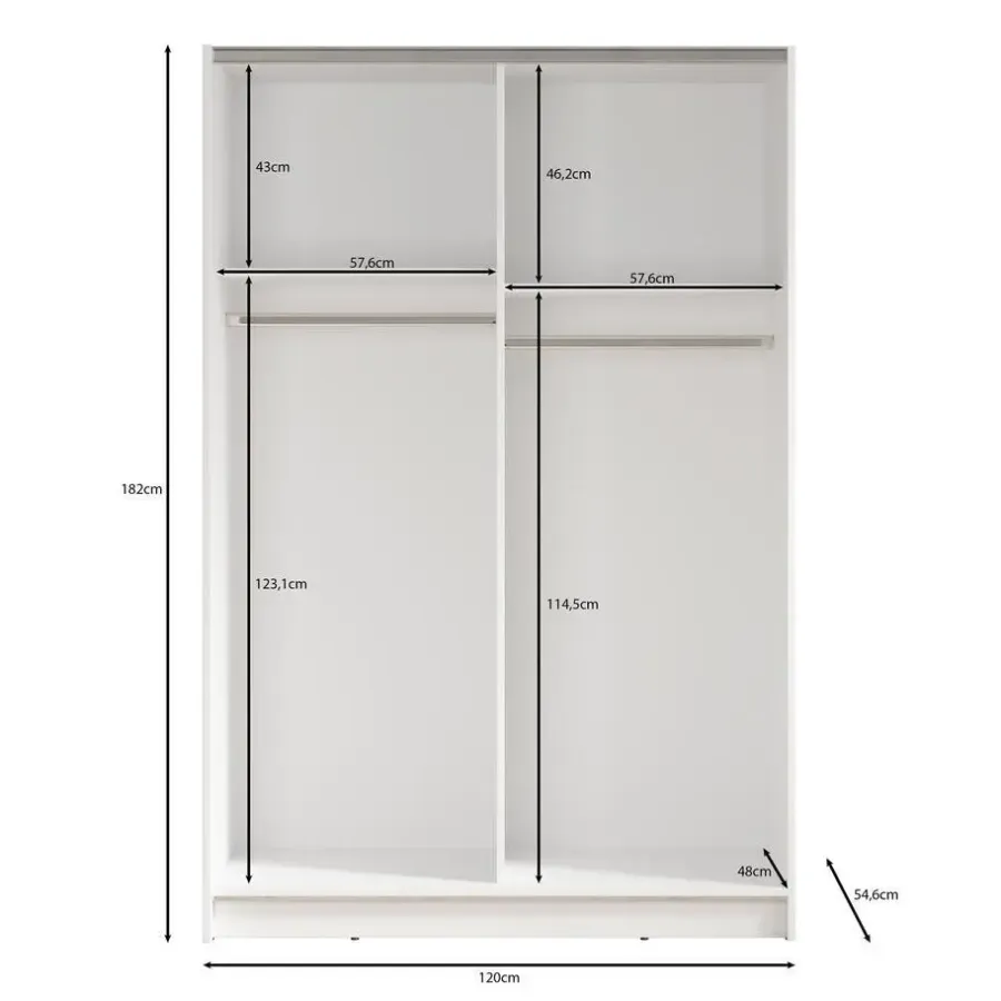 Meubella - Kledingkast Salta - Zwart - 120 cm - Met spiegel