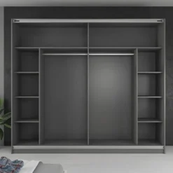 Schuifdeurkasten-Meubella - Kledingkast Samantha - Grijs - 236 cm - Met spiegel