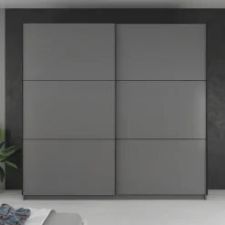 Schuifdeurkasten-Meubella - Kledingkast Samantha - Grijs - 217 cm