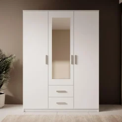 Draaideurkasten-Meubella - Kledingkast Tyko - Wit - 150 cm