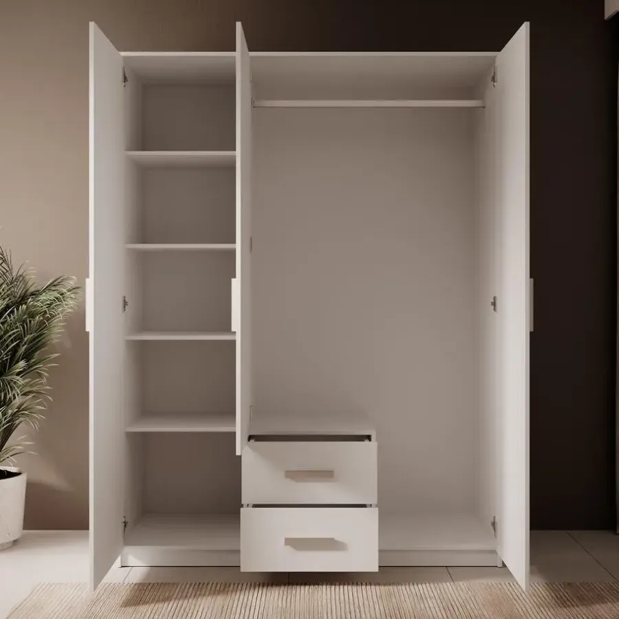 Draaideurkasten-Meubella - Kledingkast Tyko - Wit - 150 cm