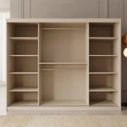 Meubella - Kledingkast Ulysses - Beige - 250 cm - Met spiegel