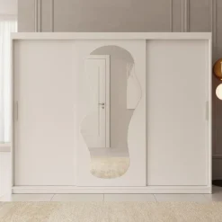 Kledingkasten|Kledingkasten-Meubella - Kledingkast Ulysses - Wit - 250 cm - Met spiegel