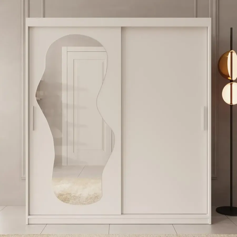 Kledingkasten|Kledingkasten-Meubella - Kledingkast Ulysses - Wit - 180 cm - Met spiegel