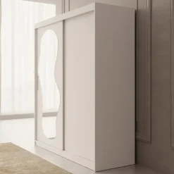 Kledingkasten|Kledingkasten-Meubella - Kledingkast Ulysses - Wit - 180 cm - Met spiegel