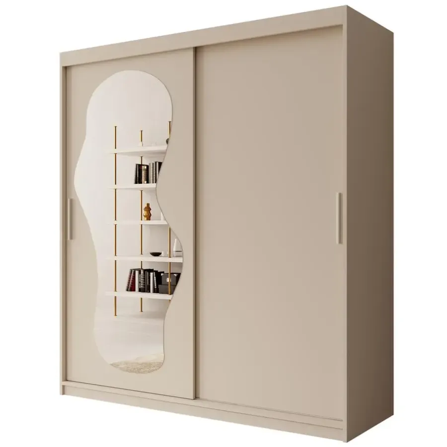 Kledingkasten|Kledingkasten-Meubella - Kledingkast Ulysses - Beige - 180 cm - Met spiegel