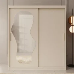 Kledingkasten|Kledingkasten-Meubella - Kledingkast Ulysses - Beige - 180 cm - Met spiegel