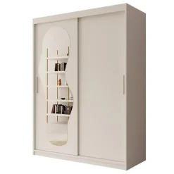 Meubella - Kledingkast Ulysses - Wit - 150 cm - Met spiegel