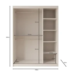 Schuifdeurkasten-Meubella - Kledingkast Ulysses - Eiken - 150 cm - Met spiegel
