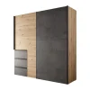 Schuifdeurkasten-Meubella - Kledingkast Walter - Eiken - Grijs - 200 cm