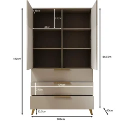 Meubella - Kledingkast Xiano - Beige - 103 cm